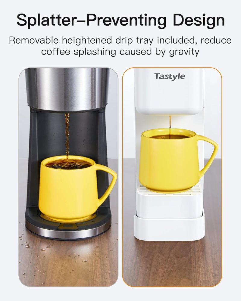 Tastyle Single Serve Hot & Iced Coffee Maker with Strong Brew, 40oz Removable Reservoir, 6 Brew Sizes, Compatible with K Cup and Grounds, Compact for Home, Office, RV and Dorm, White (2.0 Version) - Image 5